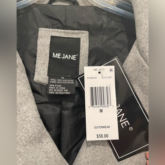 NWT Me Jane Juniors Medium Gray Trench Coat - Picture 3 of 4